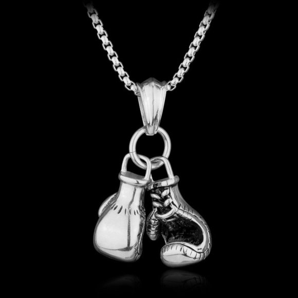 Silver Boxing Glove Necklace with 24"‎ Silver Chain - Picture 2 of 5